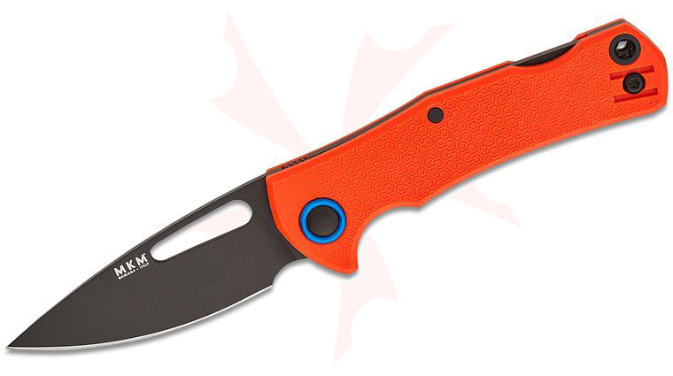 MKM Jesper Voxnaes Lov Lockback Folding Knife 3 inch N690Co Black Drop Point Blade, Orange FRN Handles