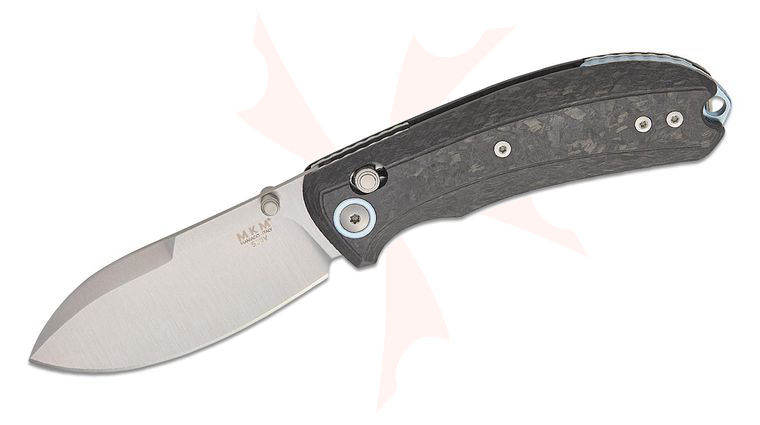 MKM Knives DCA Bolero Crossbar Lock Folding Knife 3 inch S30V Satin Nessmuk Blade, Marbled Carbon Fiber Handles