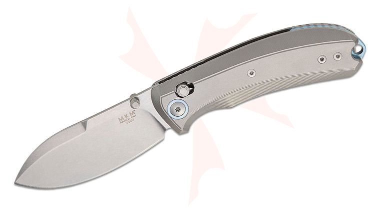 MKM Knives DCA Bolero Crossbar Lock Folding Knife 3 inch S30V Stonewashed Nessmuk Blade, Milled Sandblasted Titanium Handles