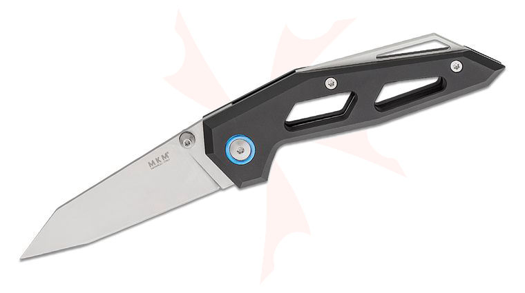 MKM Graciut Edge Liner Folding Knife 2.95 inch Elmax Satin Reverse Tanto Blade, Black Aluminum Handles