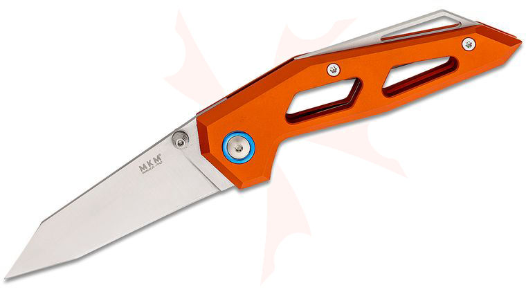 MKM Graciut Edge Liner Folding Knife 2.95 inch Elmax Satin Reverse Tanto Blade, Orange Aluminum Handles