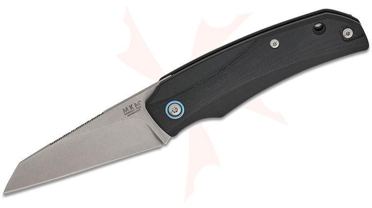 MKM Ice Liner Lock Front Flipper Knife 2.63 inch CPM-MagnaCut Stonewashed Reverse Tanto Blade, Gray/Black G10 Handles