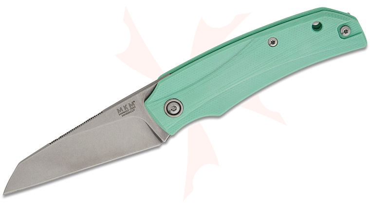 MKM Ice Liner Lock Front Flipper Knife 2.63 inch CPM-MagnaCut Stonewashed Reverse Tanto Blade, Tiffany Blue G10 Handles