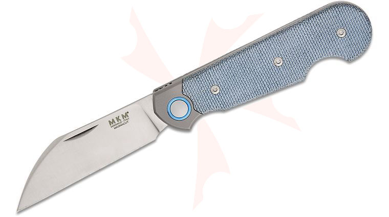 MKM Knives Jesper Voxnaes Jaques Slipjoint Folding Knife 2.69 inch CPM-MagnaCut Satin Wharncliffe Blade, Denim Canvas Micarta Handles with Titanium Bolsters