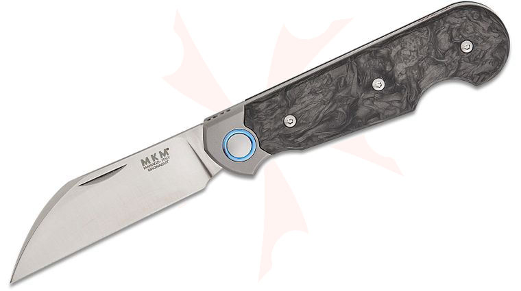 MKM Knives Jesper Voxnaes Jaques Slipjoint Folding Knife 2.69 inch CPM-MagnaCut Satin Wharncliffe Blade, Black Dark Matter FatCarbon Handles with Titanium Bolsters