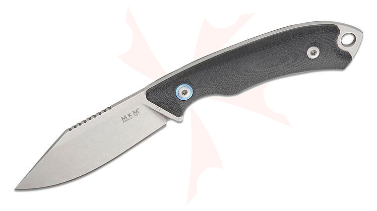 MKM Knives DCA Pocket Tango 4 Fixed Blade Knife 2.91 inch Elmax Satin Clip Point Blade, Black G10 Handles, Magnetic Leather Sheath