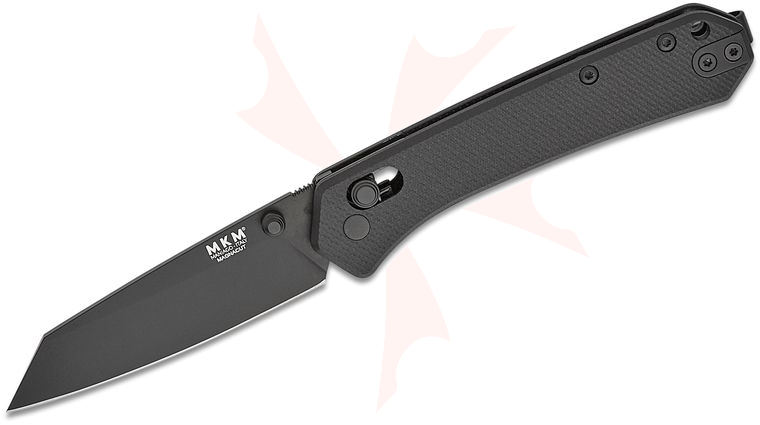 MKM Ben Petersen Yipper Crossbar Lock Folding Knife 2.83 inch CPM-MagnaCut Black Top Shield Sheepsfoot Blade, Black G10 Handles