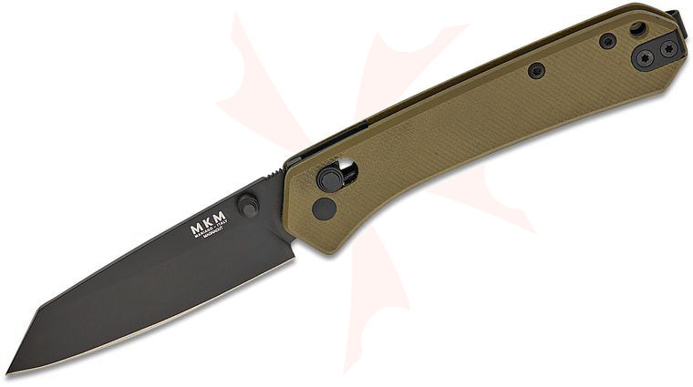 MKM Ben Petersen Yipper Crossbar Lock Folding Knife 2.83 inch CPM-MagnaCut Black Sheepsfoot Blade, OD Green G10 Handles