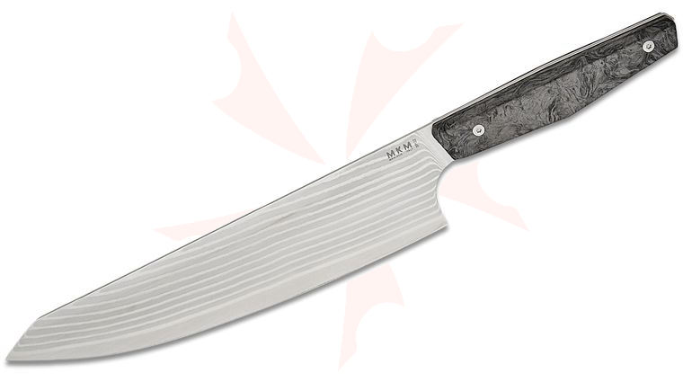 MKM Jens Anso Limited Edition Prima Kitchen Gyuto Knife 8.5 inch SPG2 Polished Blade, Milled Black Dark Matter Carbon Fiber Handles
