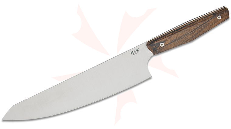 MKM Jens Anso Prima Kitchen Gyuto Knife 8.5 inch X50CrMoV15 Satin Blade, Milled Ziricote Wood Handles