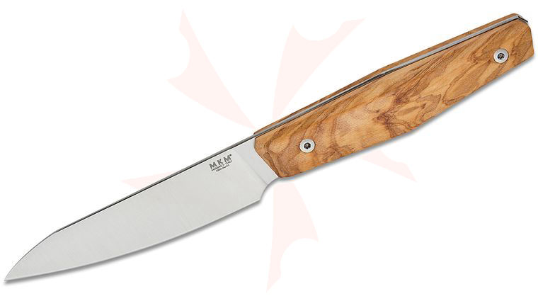 MKM Jens Anso Prima Kitchen Paring Knife 4 inch X50CrMoV15 Satin Utility Blade, Milled Olive Wood Handles