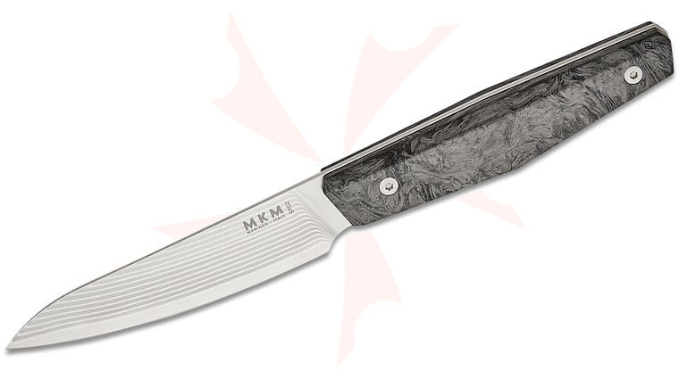MKM Jens Anso Limited Edition Prima Kitchen Paring Knife 4 inch SPG2 Polished Utility Blade, Milled Black Dark Matter Carbon Fiber Handles