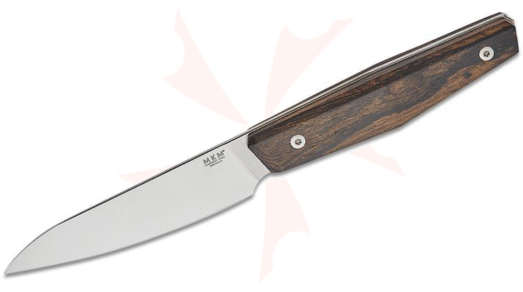 MKM Jens Anso Prima Kitchen Paring Knife 4 inch X50CrMoV15 Satin Utility Blade, Milled Ziricote Wood Handles
