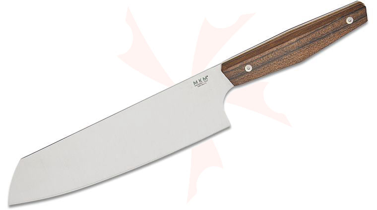 MKM Jens Anso Prima Kitchen Santoku Knife 7.5 inch X50CrMoV15 Satin Blade, Milled Ziricote Wood Handles