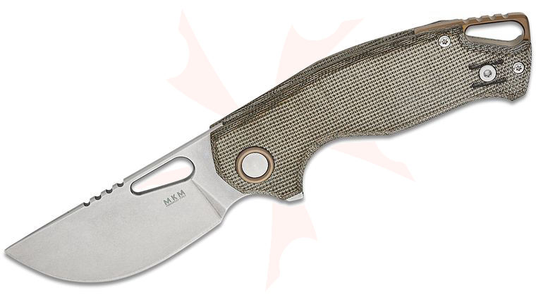 MKM Viper Knives Jesper Voxnaes Vincent Liner Lock Flipper Knife 2.75 inch CPM-MagnaCut Stonewashed Skinner Blade, Green Canvas Micarta Handles