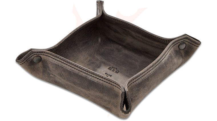 MKM Vegetable-Tanned Leather EDC Valet Tray, Gray/White