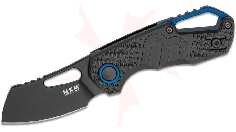 MKM FOX Knives Jesper Voxnaes Isonzo Folding Knife 2.25 inch N690 Black Cleaver Plain Blade, Black FRN Handles