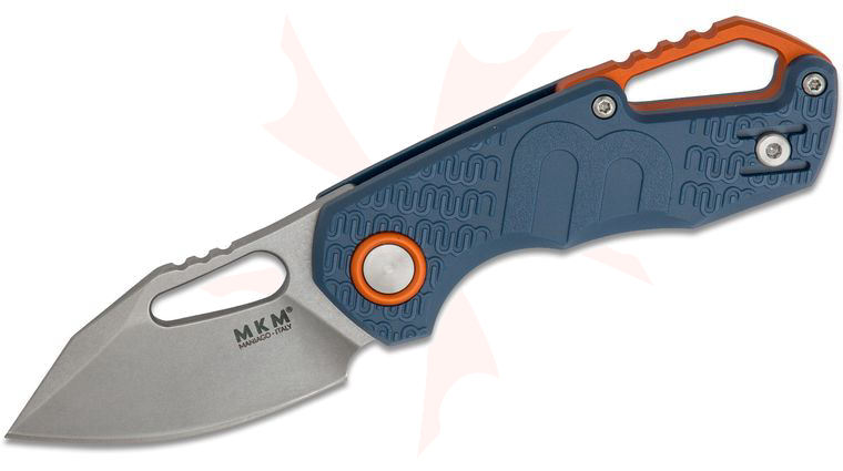 MKM FOX Knives Jesper Voxnaes Isonzo Folding Knife 2.25 inch N690 Stonewashed Clip Point Plain Blade, Blue FRN Handles