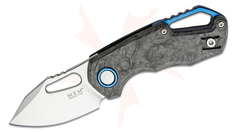 MKM FOX Knives Jesper Voxnaes Isonzo Flipper Knife 2.25 inch M390 Satin Clip Point Blade, Marble Carbon Fiber Handles