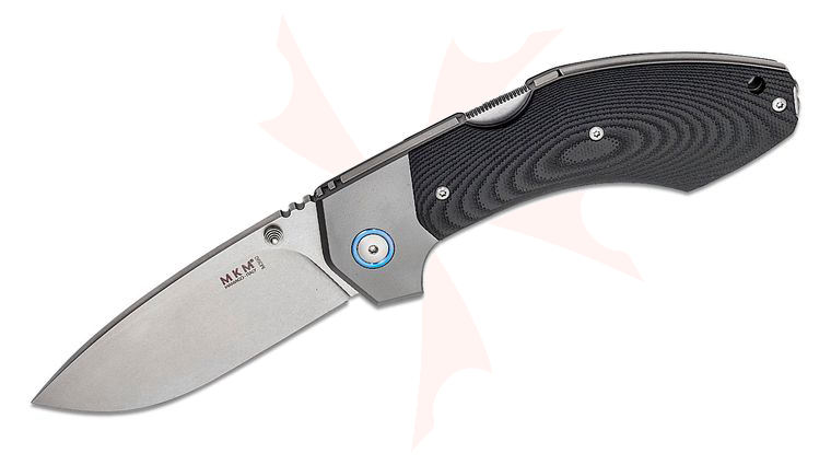 MKM Tommaso Rumici Hero Folding Knife 3.46 inch M390 Stonewashed Blade, Black G10 Handles