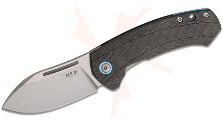 MKM LionSteel Knives Jesper Voxnaes Colvera Flipper Knife 2.91 inch M390 Satin Blade, Milled Carbon Fiber and Titanium Handles