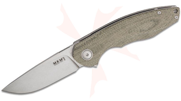 MKM Viper Knives Jesper Voxnaes Timavo Flipper Knife 2.68 inch M390 Stonewashed Blade, Green Canvas Micarta Handles