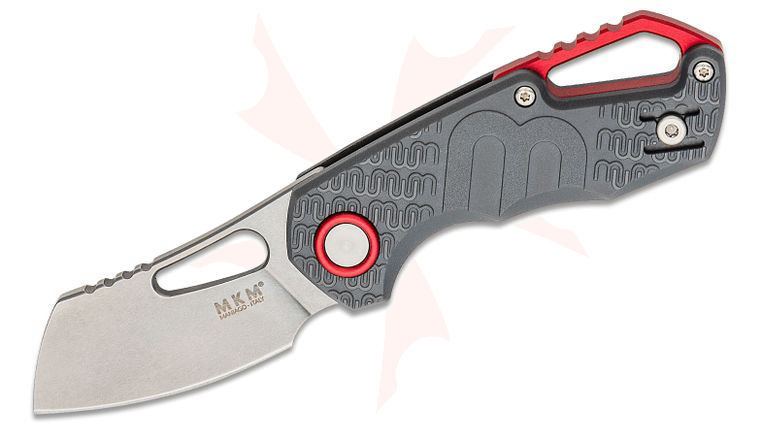 MKM FOX Knives Jesper Voxnaes Isonzo Folding Knife 2.25 inch N690 Stonewashed Cleaver Plain Blade, Gray FRN Handles