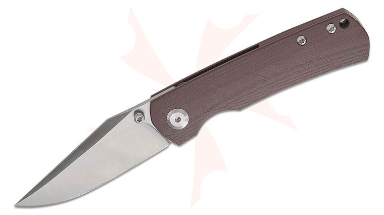 Monterey Bay Knives Mini Old Guard Folding Knife 3 inch 14C28N Satin Clip Point Blade, Brown G10 Handles