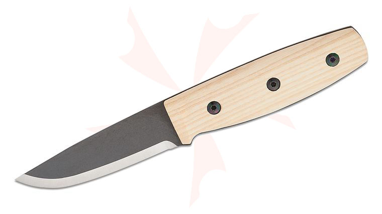 Morakniv Finn Hiking Fixed Blade Knife 3.43 inch Swedish Stainless Steel Black Drop Point Blade, Ash Wood Handle, Black Leather Sheath