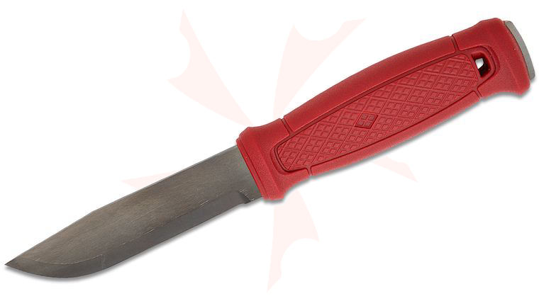Morakniv Garberg Utility Fixed Blade Knife 4.3 inch Carbon Steel Black Drop Point Blade, Dala Red Polymer Handle, Red Polymer Sheath