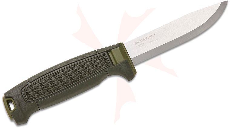 Morakniv Amberg Fixed Blade Knife 4.29 inch 12C27 Polished Drop Point Blade, Deep Forests Green Polymer Handle, Green Polymer Sheath