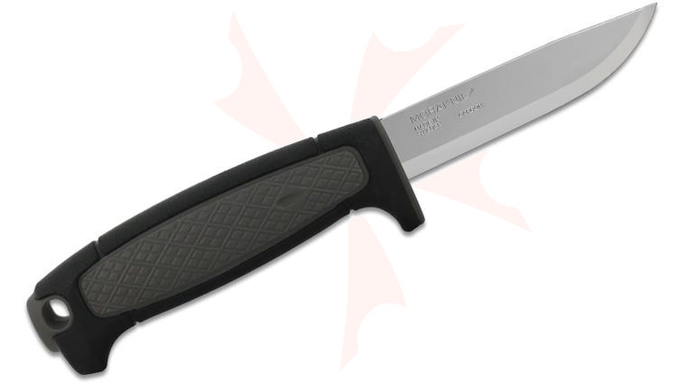 Morakniv Risberg Fixed Blade Knife 3.58 inch Polished Carbon Steel Drop Point Blade, Black Skies Polymer Handle, Black Polymer Sheath