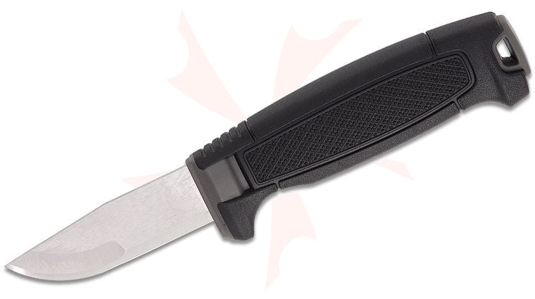 Morakniv Amberg Compact Fixed Blade Knife 3 inch 12C27 Polished Drop Point Blade, Black Skies Polymer Handle, Dark Gray Polymer Sheath