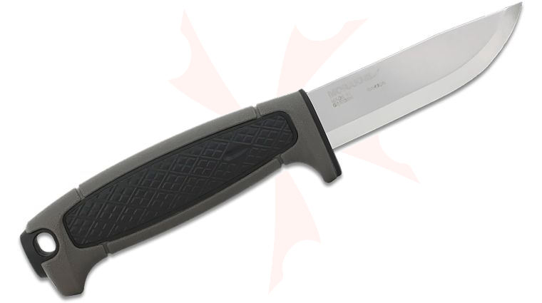 Morakniv Risberg Heavy Duty Fixed Blade Knife 3.58 inch Polished Carbon Steel Drop Point Blade, Gray/Black Polymer Handle, Black Polymer Sheath