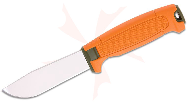 Morakniv Amberg Full Flat Fixed Blade Knife 4.29 inch 14C28N Polished Drop Point Blade, Orange Polymer Handle, Burnt Orange Polymer Sheath