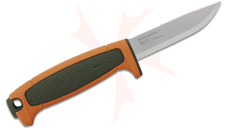 Morakniv Risberg Hunting Fixed Blade Knife 3.58 inch 12C27 Polished Drop Point Blade, Orange/Green Polymer Handle, Orange Polymer Sheath