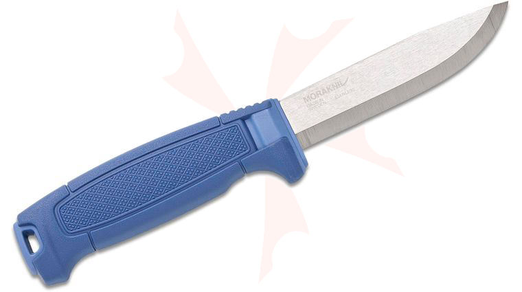 Morakniv Amberg Fixed Blade Knife 4.29 inch 12C27 Polished Drop Point Blade, Blue Mountains Polymer Handle, Blue Polymer Sheath