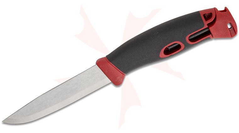 Morakniv Mora of Sweden Companion Spark Fixed Blade Knife 4.1 inch 12C27 Stainless Steel Drop Point, Red TPE Rubber Handle, Red Polymer Sheath
