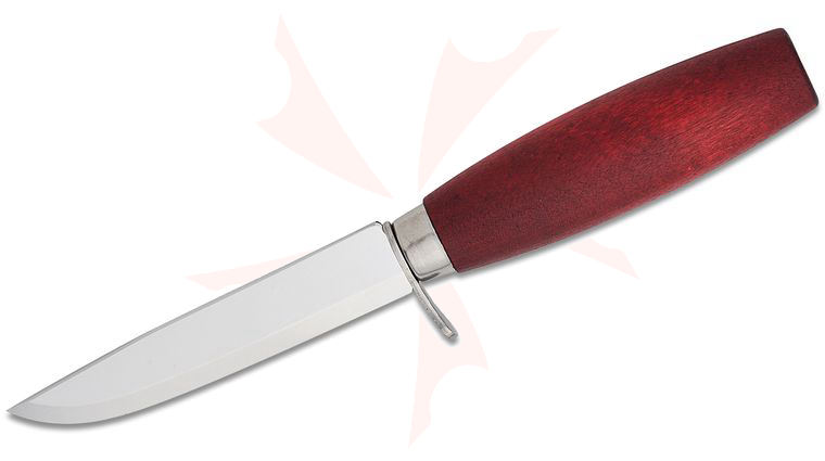Morakniv Mora of Sweden Classic No. 2F Fixed Blade Knife 4.13 inch Carbon Steel Polished Drop Point Blade with Finger Guard, Red Dyed Birch Handle, Plastic Sheath