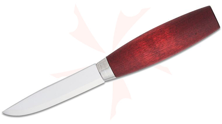 Morakniv Mora of Sweden Classic No. 1/0 Fixed Blade Knife 3.03 inch Carbon Steel Polished Drop Point Blade, Red Dyed Birch Handle, Plastic Sheath