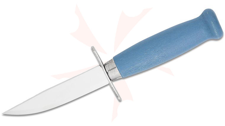 Morakniv Scout 39 Fixed Blade Knife 3.39 inch Swedish Stainless Steel Blade, Blueberry Dyed Birch Handle, Leather Sheath