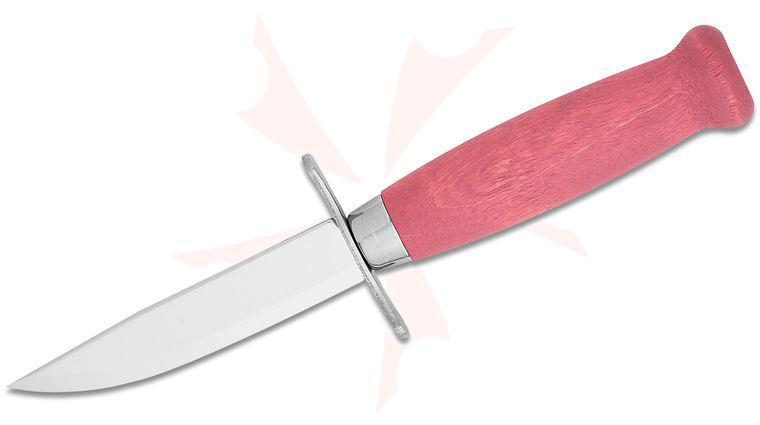 Morakniv Scout 39 Fixed Blade Knife 3.39 inch Swedish Stainless Steel Blade, Lingonberry Dyed Birch Handle, Leather Sheath