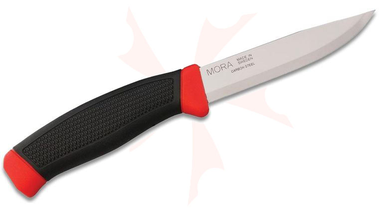 Morakniv Mora of Sweden Red Clipper Knife 3.9 inch Carbon Steel Blade, Black Rubber Handle