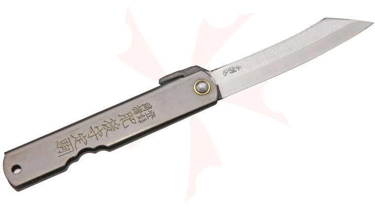 Nagao Higonokami Friction Folding Knife 2.875 inch Reverse Tanto Blade, Black Stainless Steel Handle