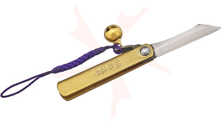 Nagao Higonokami Friction Folding Knife 1-1/2 inch Reverse Tanto Blade, Brass Handle