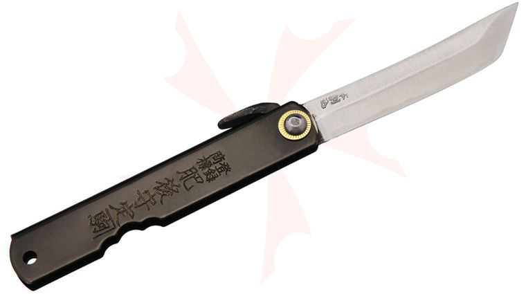 Nagao Higonokami Friction Folding Knife 3 inch Tanto Blade, Steel Handle