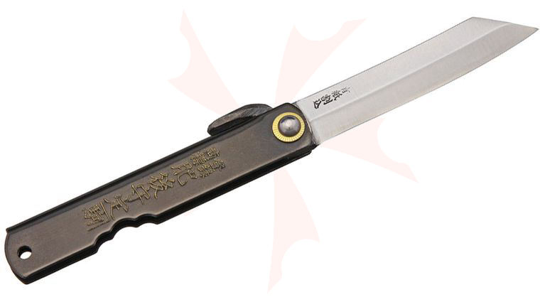 Nagao Higonokami Friction Folding Knife 3 inch Reverse Tanto Blade, Steel Handle