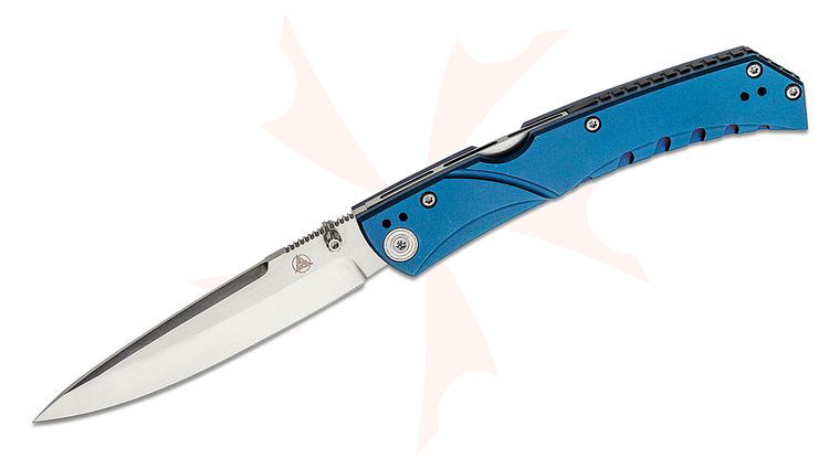 Nemesis Mar Private Reserve MPR-1 Folding Knife 3.44 inch Satin VG10 Plain Blade, Blue Milled Titanium Handles