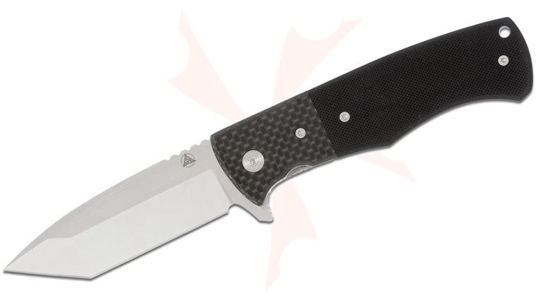 Nemesis Mar Private Reserve MPR-2T Flipper Knife 3.44 inch Satin VG10 Tanto Blade, Black G10 Handles with Carbon Fiber Bolsters
