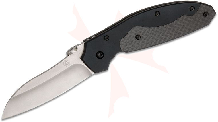 Nemesis NK-15 Manx Folding Knife 3 inch VG10 Satin Plain Blade, Titanium Handles, Carbon Fiber Inlay